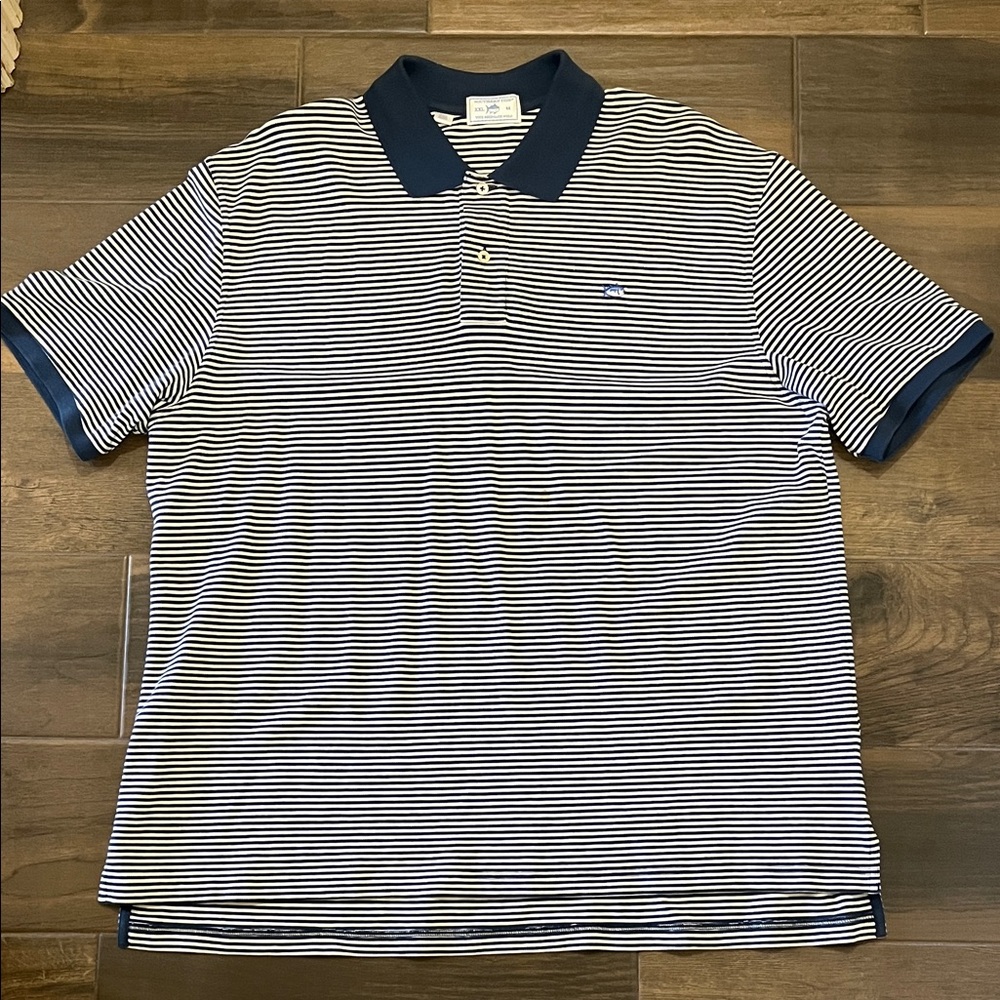 Southern Tide Striped Polo Shirt - Navy and White